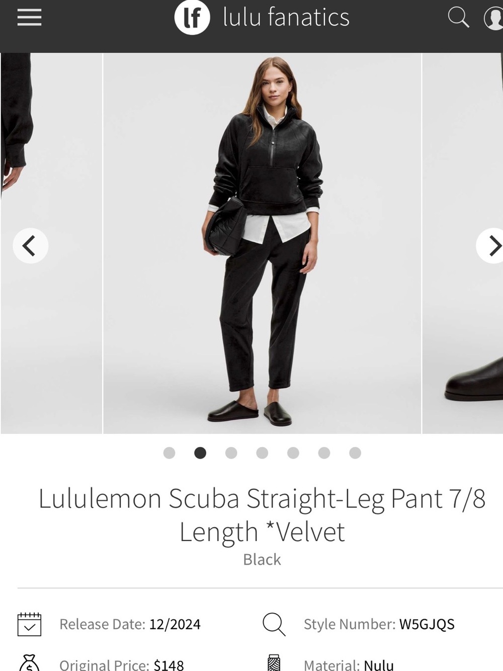 lululemon athletica Scuba Straight‑Leg Velvet Pants — Black